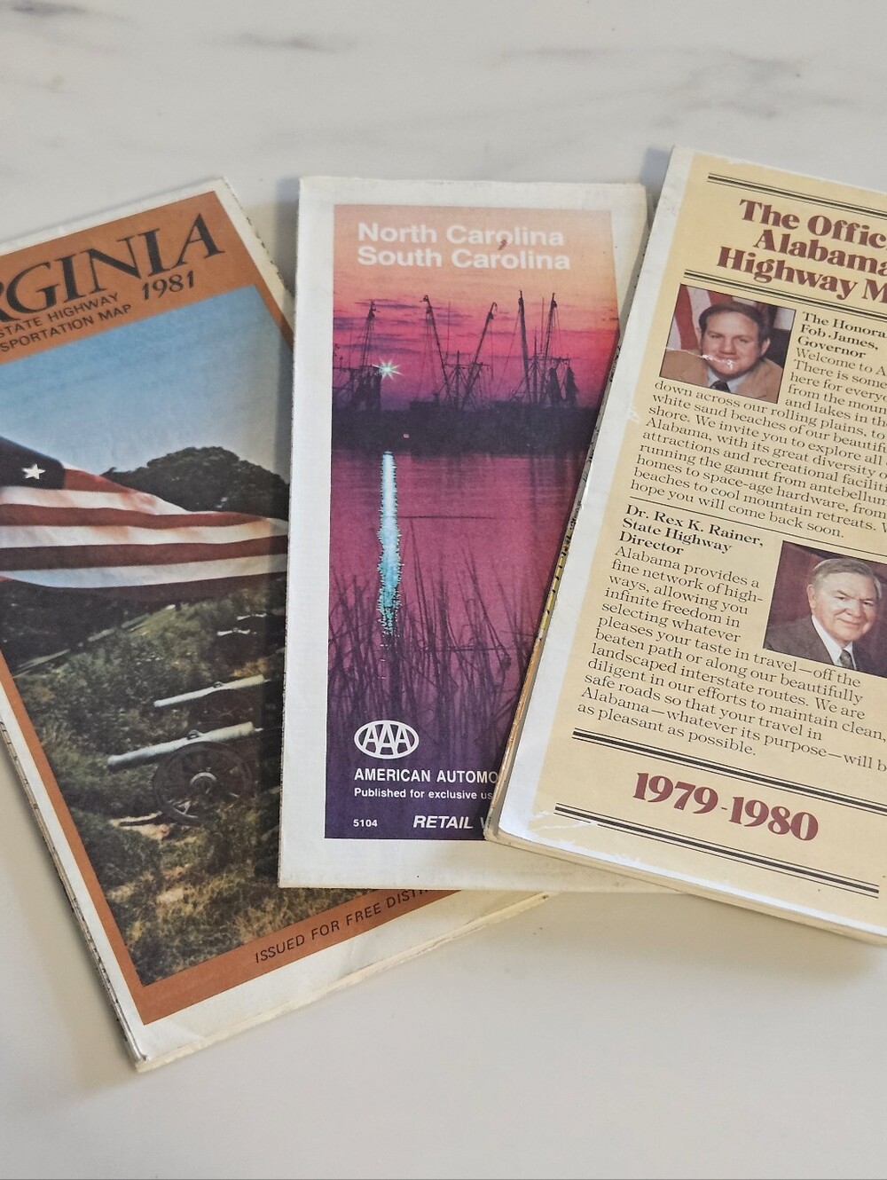 Vintage AAA Road Map Bundle - Virginia, NC & SC,  Alabama Misc States